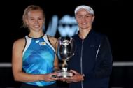 Katerina Siniakova and Barbora Krejcikova at the 2021 WTA Finals.